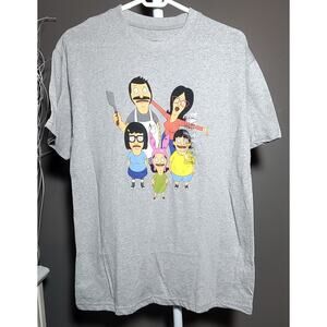 Bobs Burgers Family 20th Century Graphic Tee Heather Gray Men Sz L
